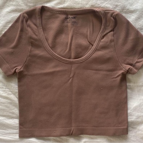 Garage Brown Cropped Baby Tee - Size M - Picture 1 of 2